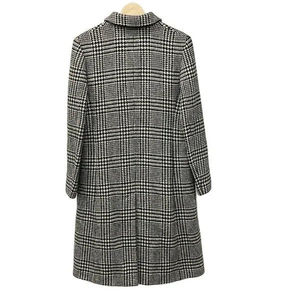 Margaret Howell 100% wool black and white plaid checked long winter coat - Picture 2 of 3